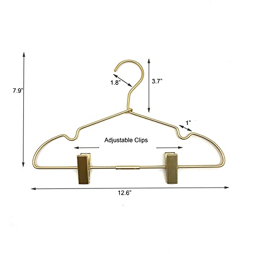 12.5" Gold Metal Baby Clothes Clips Hanger Children Kids Coat Hanger Display and Storage 10Pack