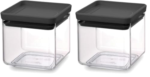 Brabantia Tasty+ Stackable Food Canister (Dark Gray / 0.18 Gal) BPA-Free Space-Saving Durable Jar with Silicone Seal Lid for Freshness (Pack of 2) - color: Dark Gray, size: 0.7 qt (Pack of 2)