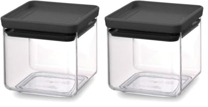 Brabantia Tasty+ Stackable Food Canister (Dark Gray / 0.18 Gal) BPA-Free Space-Saving Durable Jar with Silicone Seal Lid for Freshness (Pack of 2) - color: Dark Gray, size: 0.7 qt (Pack of 2)