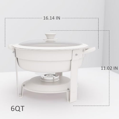 Frizoky Chafing Dishes for Buffet, 6QT Round, White Granite, 4 Pack - color: 6qt-white Granite-4 Pack