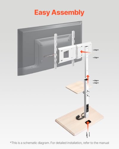 VEVOR Rolling TV Stand, Mobile TV Cart for 32-70 Inch Screens, 25° Left-Right Rotation and Height Adjustable TV Mount with Tray, Holds up to 88 lbs for Corner, Bedroom, Outdoor, Max VESA 600x400mm - style: with Trays