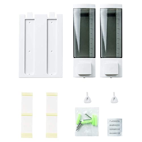 Double Soap Dispensers 250ml ABS Plastic Drill Free with Adhesive - size: 2-Chamber