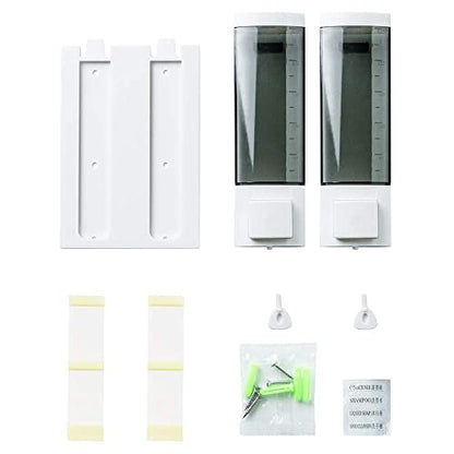 Double Soap Dispensers 250ml ABS Plastic Drill Free with Adhesive - size: 2-Chamber