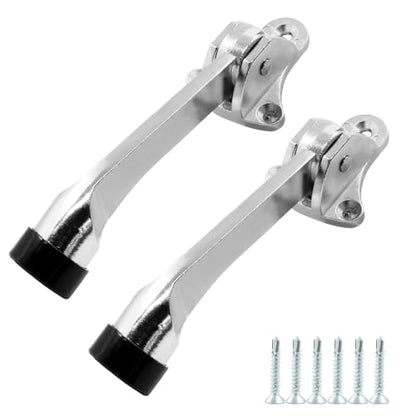 Jiozermi 4 Inch KickDown Door Stopper, Brushed Nickel, 2pcs - color: Brushed Nickel