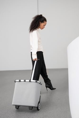 reisenthel carrycruiser herringbone grey - Portable shopping trolley with sturdy aluminum frame, shoulder strap and removable mesh inner bag -water-repellent - color: herringbone grey