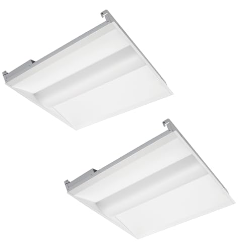 2x2 LED Troffer Center Basket Panel, 30W/35W/40W-Up to 5000 Lumens, 3500K/4000K/5000K Adjustable, 120-277Vac, 0-10V Dimmable Drop Ceiling Lights, UL Listed, 2PK - color: 2X2 FT, size: 2 Pack