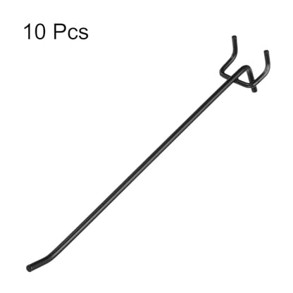 HARFINGTON 10pcs Pegboard Shelving Hooks 8" Stainless Steel Peg Board Display Hook Hanging Holders Wall Mount Organize Tools for Workbench Garage Kitchen Store, Black - size: 8 Inch