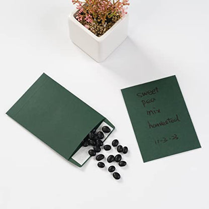100 Pack Seed Envelopes Self-Adhesive, 3 1/4 x 4 1/2 inches, Dark Green - color: Dark Green