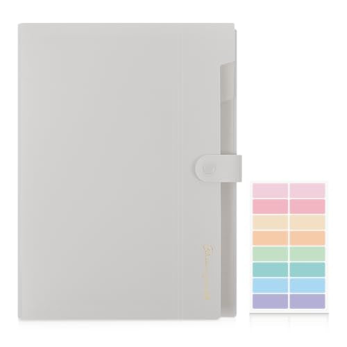 SKYDUE Expanding File Folder, Accordion File Organizer with 8 Pockets, Expandable Document Paper Receipt Holder for School Office Hospital, Letter/A4 Size Gray - color: Gray
