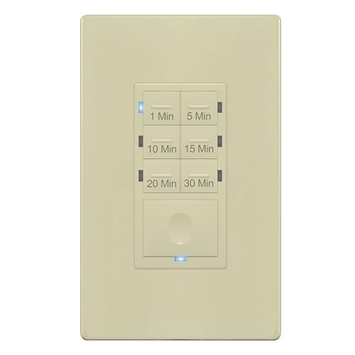 ENERLITES Countdown Timer Switch for bathroom fans and household lights, 1-5-10-15-20-30 Min Settings with Manual Override, Always On Blue LED, Neutral Wire Required, UL Listed, HET06A-R-I, Ivory - color: Ivory, size: 30 Min