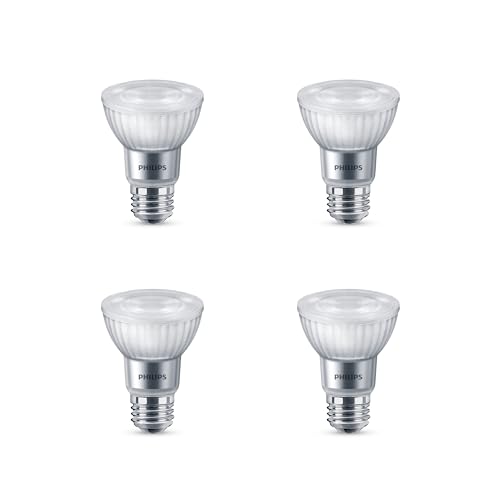 PHILIPS LED 75W PAR20 4-Pack Ultra Definition Bright White (3000K) 800 Lumen (10W = 75W) Dimmable Frosted Flicker-Free Light Bulbs - size: 4 Pack, style: PAR 20