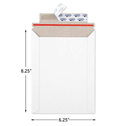 ValBox 6x8 Self Seal Photo Document Mailers 25 Pack Stay Flat White Cardboard Envelopes, 6.25 x 8.25 Inches - color: White