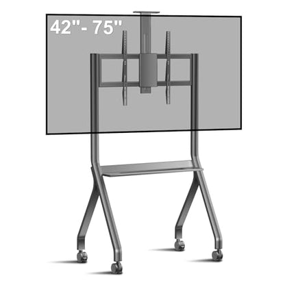 Smart Board Stand with Camera Tray Fits 42"-75" Screens, Interactive Whiteboard Stand with 360° Rotating Wheels Holds 300LBS, Height Adjustable,Mobile Stand for Home, Office & Classroom - size: For 42"-75" Smart Board