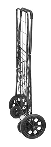 Whitmor Extra Large Utility Foldable Shopping Cart with Wheels, 100 Lb Capacity, Heavy Duty Grocery Cart with Steel Frame, Foam Handle, Rolling Collapsible Utility Trolley for Grocery, Laundry, Black - size: 17.4"L x 16.4"W x 40.12"H, Black