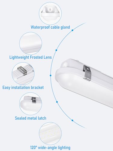 LEONLITE 2-Pack 8FT LED Vapor Tight Light Fixture, 80W 120-277V IP65, 5000K