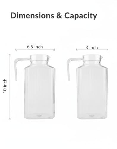 61 oz Acrylic Pitcher with Lid and Spout, 1800ml Large Hot/Cold Water Jug for Iced Tea Pitcher for Coffee, Juice Iced Tea Beverage Carafe with Lid for Family Gathering(1800ml) - size: 60.9 Ounces