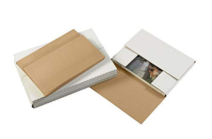 Boxes Fast BFM1BK Corrugated Cardboard Easy-Fold Mailers, 11 1/8 x 8 5/8 x 2 Inches, Fold Over Mailers, Adjustable Die-Cut Shipping Boxes, Multi-Depth, Large White Mailing Boxes (Pack of 50)