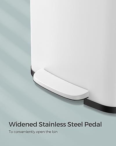 SONGMICS Kitchen Trash Can, 13-Gallon (50 L) Stainless Steel, Soft Closure - color: White + Black, style: 13 Gallons