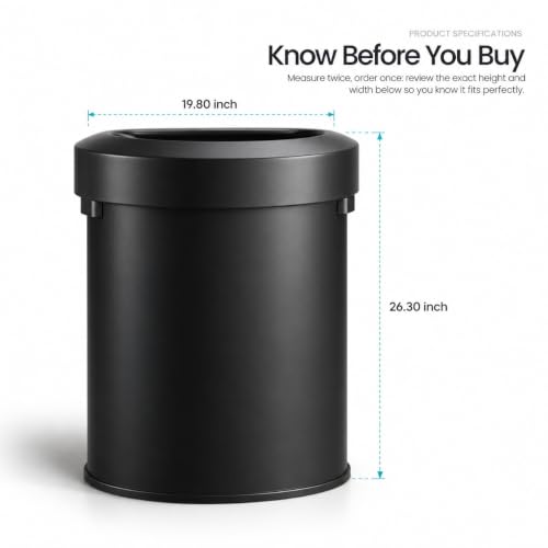 Home Zone Living 18 Gallon Commercial Trash Can with Semi-Round Flat Back - color: Matte Black, size: D-Shaped