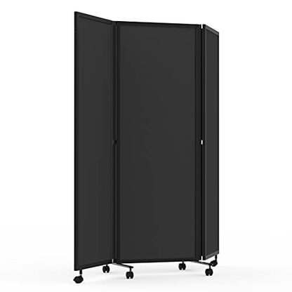 Stand Up Desk Store ReFocus Three-Panel Trifold Acoustic Fabric Room Divider Partition Privacy Screen (Anthracite Gray PET, 71” x 65") - color: Anthracite Gray Pet