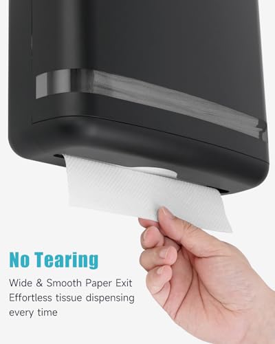AIKE 200 Sheets Wall Mount Paper Towel Dispenser,Fit Multifold Paper,Black - color: Black
