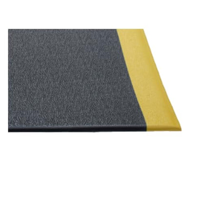 Guardian 24040601BY Soft Step Anti-Fatigue Floor Mat, Vinyl, 4'x 6', Black with Yellow Stripe - color: Black and Yellow, size: 72"L x 48"W x 0.4"Th