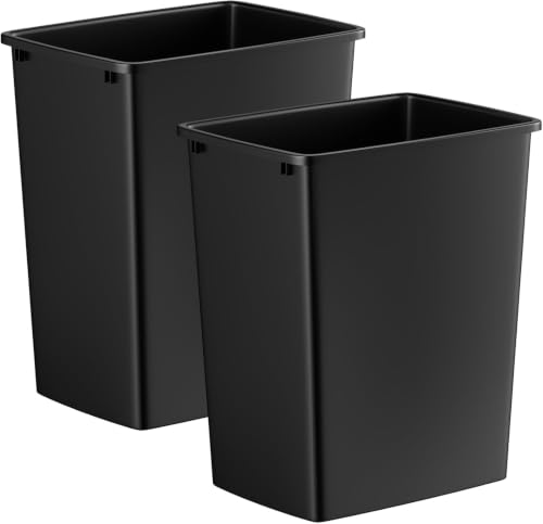 ROOMTEC 35QT Kitchen Trash Can,Sturdy and Lightweight Slim Trash Can,2-Pack - color: Black, style: 2PCS