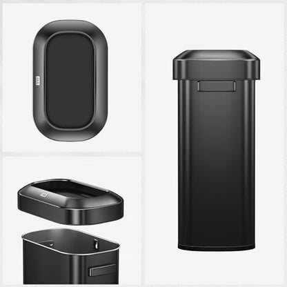 EKO Urban 16 Gallon/60 Liter Open Top Stainless Steel Slim Commercial Trash Can, Tall Kitchen Trash Bin, Heavy-Duty Commercial Grade Large Garbage Bin for Home, Office, Hotel, Restaurant, Matte Black - color: Matte Black, size: 60 Liter, Slim