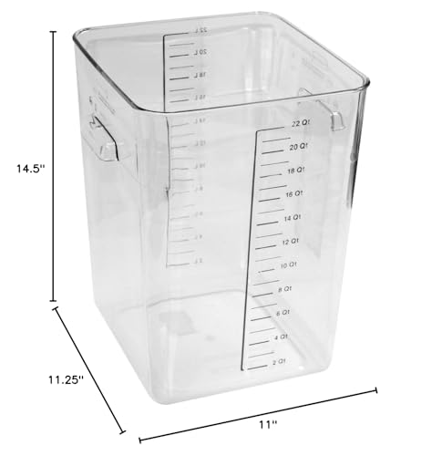 Rubbermaid Commercial Products Space Saving Square Food Storage Container 22 Quart Clear for Kitchen/Sous Vide/Meal Prep - size: 22 Qt., style: Container