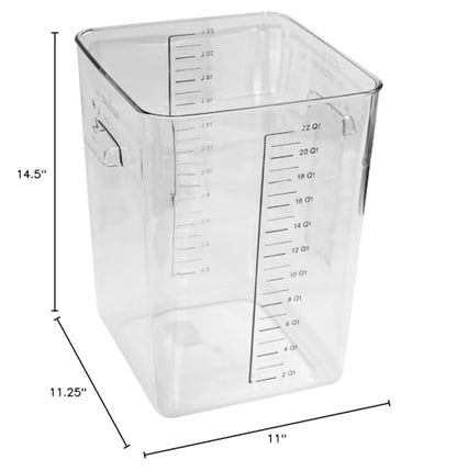 Rubbermaid Commercial Products Space Saving Square Food Storage Container 22 Quart Clear for Kitchen/Sous Vide/Meal Prep - size: 22 Qt., style: Container