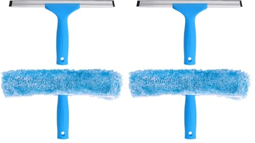 MR.SIGA Professional Window Cleaning Combo - Squeegee & Microfiber Window Scrubber, 10" (Pack of 2) - size: 10-inch (Pack of 2)