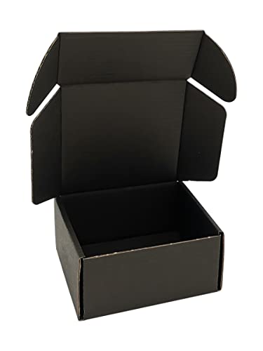 4x4x2'' Small Shipping Boxes 25 Pack, Black Corrugated Cardboard Mailers for Small Business (CM442B25) - color: Black-25 Pack, size: 4x4x2''