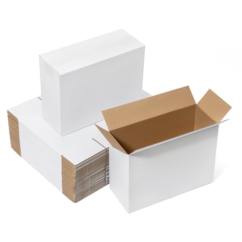 Mefleet 12x5x9" Shipping Boxes 50 Pack Corrugated Cardboard Box White - size: 12x5x9 inches (50 Pack)
