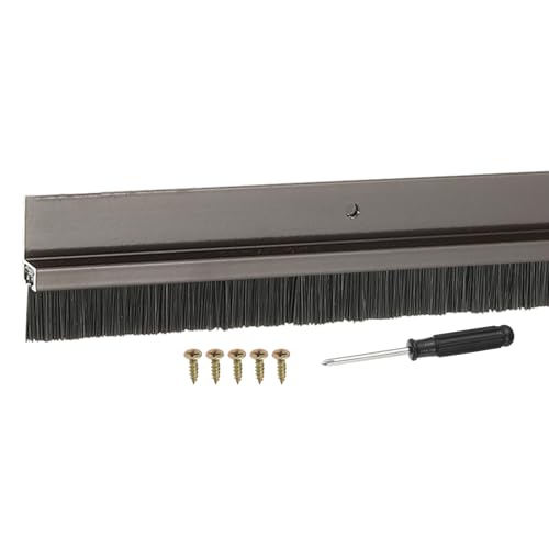 Door Sweep Aluminum Alloy Brush Sweeps, 0.6 Inch Black PP Brush 39"L x 1.6"W Fit for Gaps of Door Bottom - H-Shape Holder (Brown) - color: Brown, size: 0.6 Inch