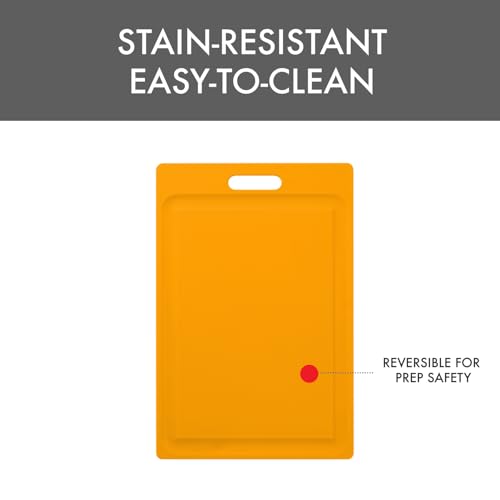 Dexas NSF Certified Polysafe Cutting Board with Handle and Juice Well, 12 x 18 inches, Reversible Kitchen Cutting Board, Yellow - color: Yellow, size: 18"L x 12"W
