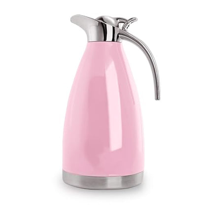 68 Oz Stainless Steel Thermal Carafe - Double Walled Vacuum Insulated Thermos/Carafe with Lid - Coffee/Tea Carafe Heat & Cold Retention - 2 Liter Pink - color: Pink