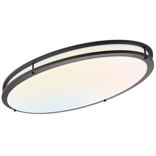 DAKASON 32In Oval LED Flush Mount Ceiling Light for Kitchen, 50W 3CCT - color: Oil Rubbed Brown - 1Pack