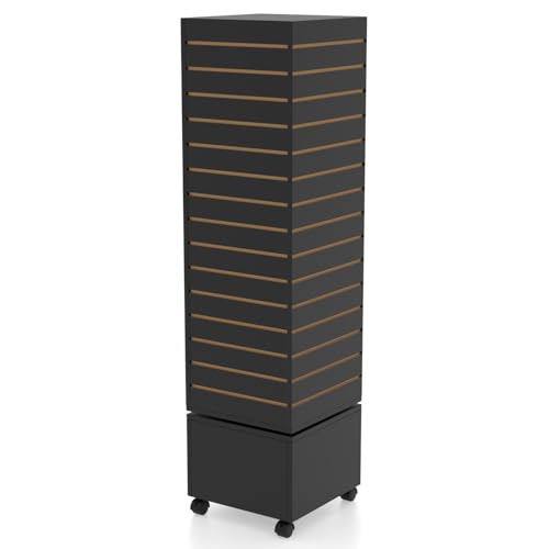 WISDOMFUR Rotating Slatwall Display Rack, Black, 16"x16"x60" - color: Black