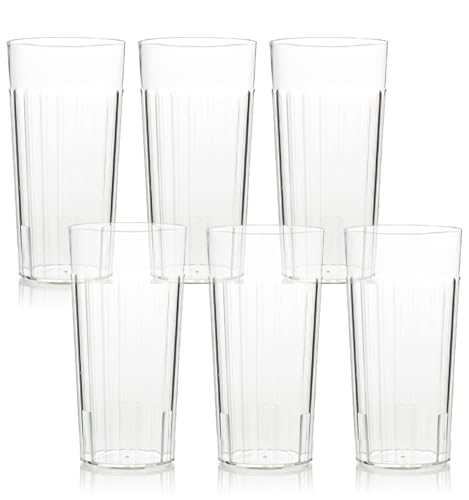 Arrow 30 oz Clear Plastic Tumblers - 6 pk - Break-Resistant Drinking Glasses for Indoor & Outdoor Use - Dishwasher Safe - BPA Free - Made in USA - color: Clear, size: 30 fl oz