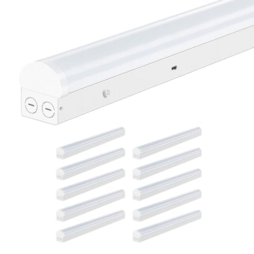 10-Pack 4FT LED Linear Low Bay Light Selectable Wattage (30W/40W/50W), 5000K Daylight White, Linkable Commercial LED Shop Lights for Warehouse, Garage & Office ES418592
