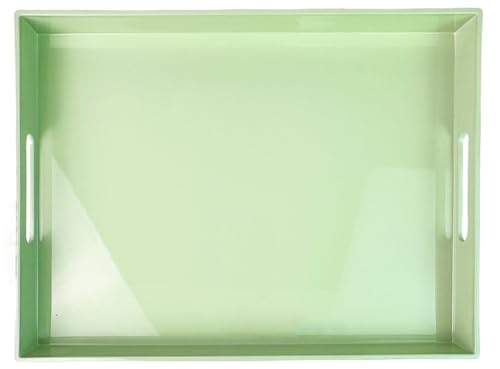 Turquoise Green Decorative Tray, Rectangular Large Serving Tray with Handles, Plastic Coffee Table Tray for Ottoman, Living Room, Kitchen Tabletop,15.7” x 11.8” x1.6” - color: Large Turquoise Green Rectangular, size: 15.7" x 11.8" x 1.6" Rectangular