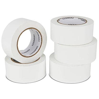 COSIMIXO 5-Pack White Heavy Duty Duct Tape, 2 inches x 30 Yards, Strong, Flexible, No Residue, All-Weather and Tear by Hand - Bulk Value for Repairs, Industrial, Professional Use - color: White, size: 5-Pack 2" x 30yds