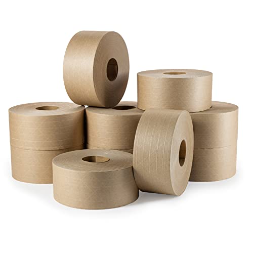 IDL Packaging 2.83" x 450 feet Reinforced Water-Activated Kraft Gummed Tape 30lb Thickness (Pack of 10) - Secure Paper Packing Tape for Secure Carton Sealing - Heavy-Duty for All Conditions, Brown - size: Pack of 10