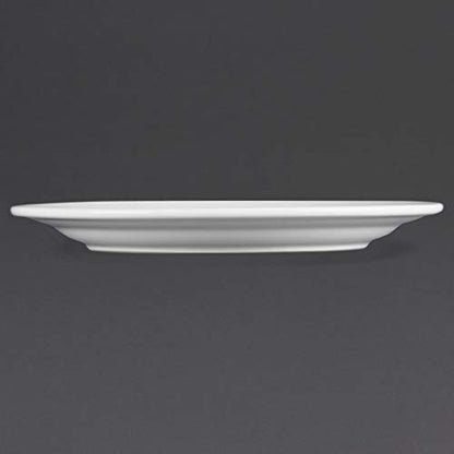 White Porcelain Plates with Wide Rim - 12 Pack by Olympia