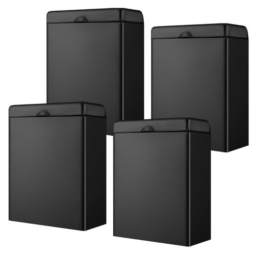 Tioncy 4 Pcs Sanitary Napkin Receptacle Wall Mounted,Black - color: Black