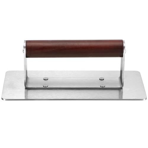 QWORK Stainless Steel Bacon Press with Heat-Resistant Wooden Handle, 9 Inch - Non-Stick, Griddle Bacon, Ham, Steak, Sandwich Press