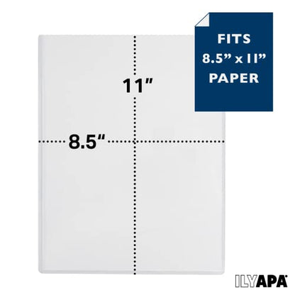 Ilyapa Clear Menu Covers, 8.5x11 Inch - 30 Pack, Black, 2-View Single Page - color: Clear, size: 8.5 x 11