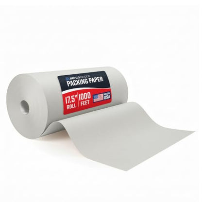 Bryco Goods Large Newsprint Packing Paper Roll 1000'L x 17.5”W, Made in USA - size: 1000' x 17.5" (Roll)