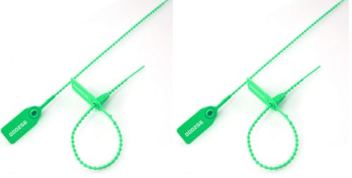 Leadseals(R) 100 Green Plastic Tamper Seals, Zip Ties for Fire Extinguishers Pull Tite Security Tags Numbered Disposable Self-Locking Tie 250mm Length (Pack of 2) - color: Green, size: 100 PCS (Pack of 2)
