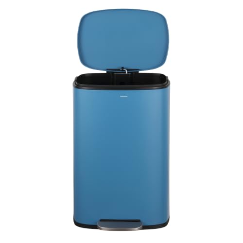 happimess Connor 2-Piece Iron Trash Can, Bright Cobalt Blue - color: Bright Cobalt Blue
